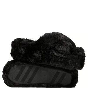 PINK CO-ZZZY Fleece Platform Slipper - Pure Black